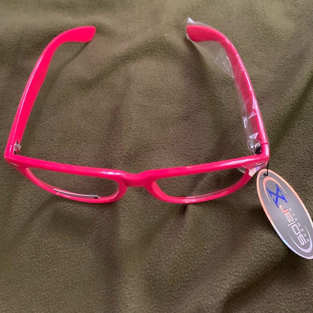 Hot pink false lense glasses